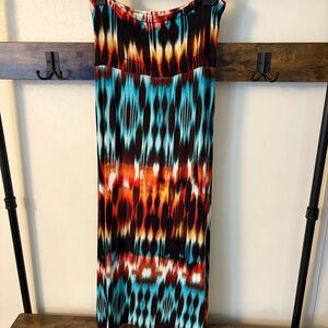 a.n.a Blue and Brown Patterned Dress